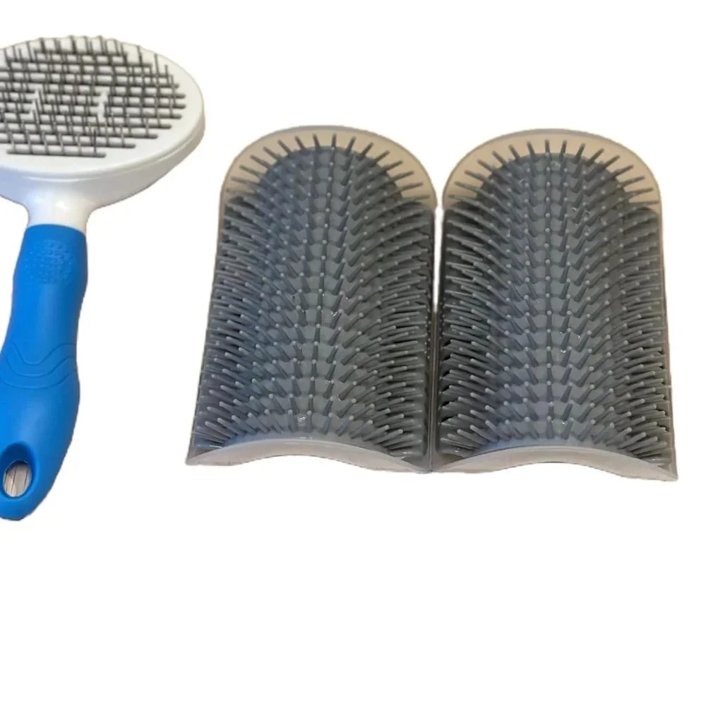 Cat Grooming Brush Set (3 Pieces) 1 Slicker Cat Brush 2 Cat Wall Corner Combs